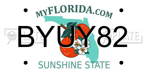 BYUY82 Florida License Plate