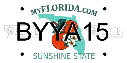 BYYA15 Florida License Plate