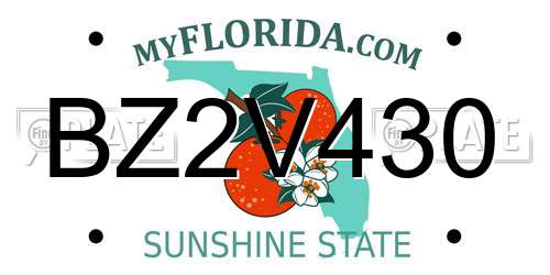 BZ2V430 Florida License Plate