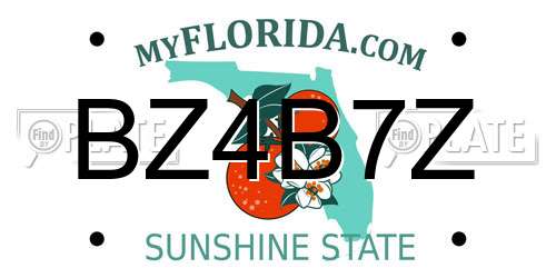BZ4B7Z Florida License Plate