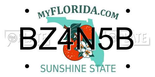 BZ4N5B Florida License Plate