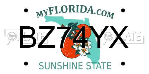 BZ74YX Florida License Plate