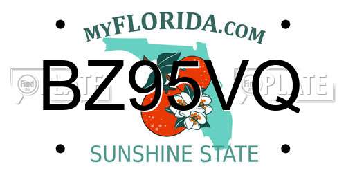 BZ95VQ Florida License Plate