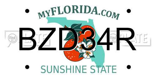 BZD34R Florida License Plate