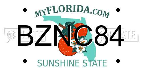 BZNC84 Florida License Plate