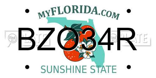 BZO34R Florida License Plate