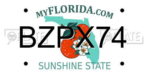 BZPX74 Florida License Plate