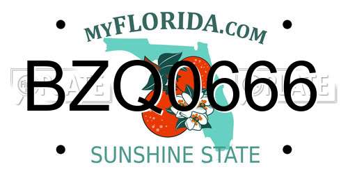 BZQ0666 Florida License Plate