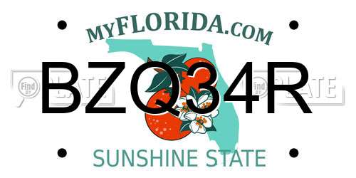 BZQ34R Florida License Plate