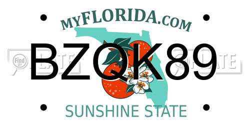 BZQK89 Florida License Plate