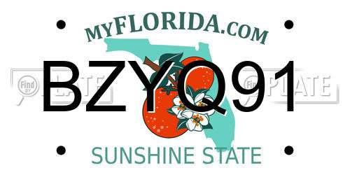 BZYQ91 Florida License Plate