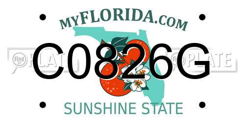 C0826G Florida License Plate