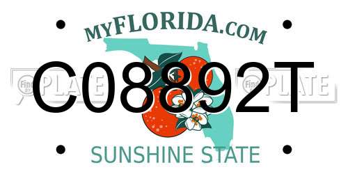 C08892T Florida License Plate