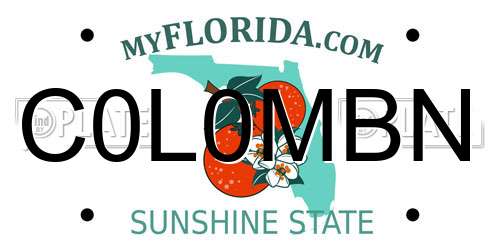 C0L0MBN Florida License Plate