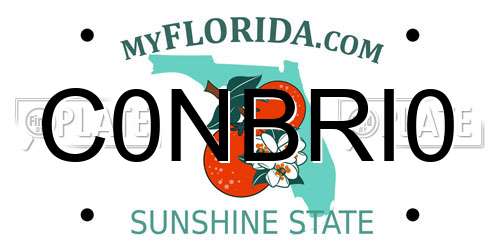 C0NBRI0 Florida License Plate