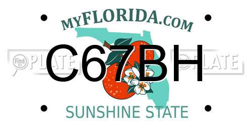 C67BH Florida License Plate