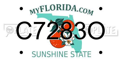 C7283O Florida License Plate