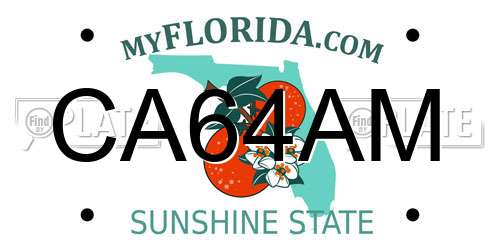 CA64AM Florida License Plate