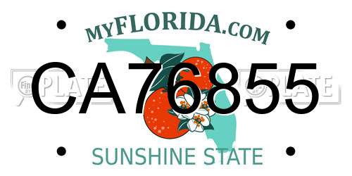 CA76855 Florida License Plate
