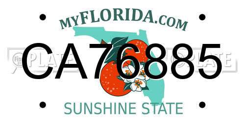 CA76885 Florida License Plate