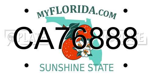 CA76888 Florida License Plate