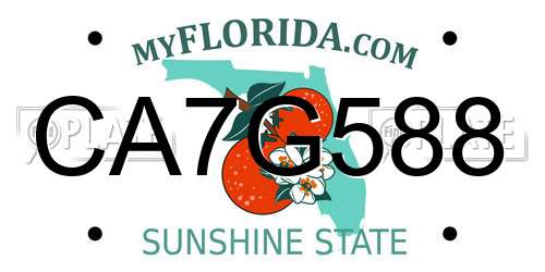 CA7G588 Florida License Plate