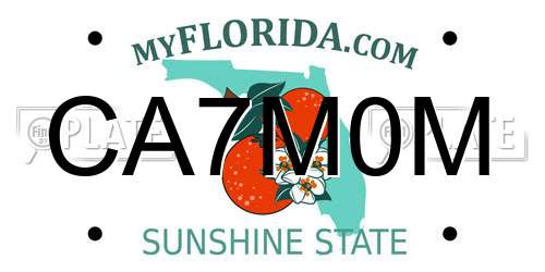 CA7M0M Florida License Plate