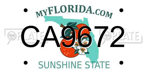 CA9672 Florida License Plate