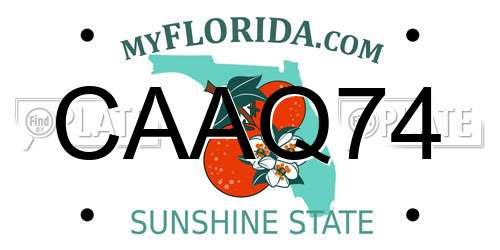 CAAQ74 Florida License Plate