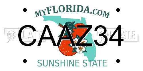 CAAZ34 Florida License Plate