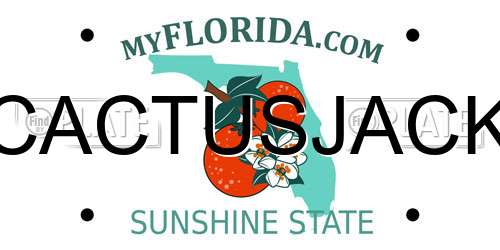 CACTUSJACK Florida License Plate