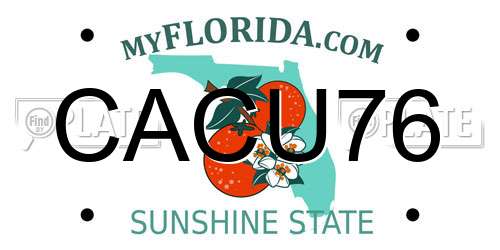 CACU76 Florida License Plate