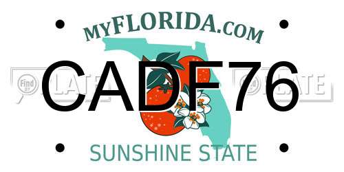 CADF76 Florida License Plate
