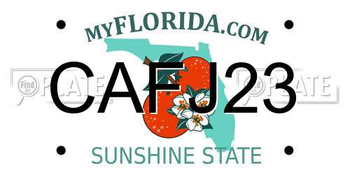 CAFJ23 Florida License Plate