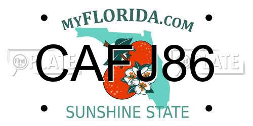 CAFJ86 Florida License Plate