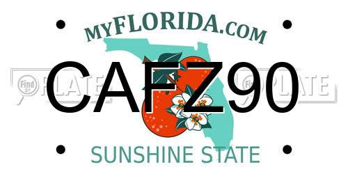 CAFZ90 Florida License Plate