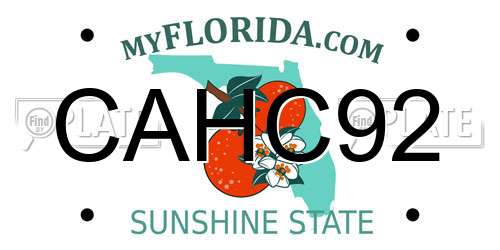CAHC92 Florida License Plate