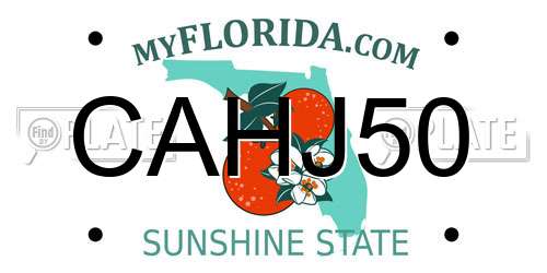 CAHJ50 Florida License Plate