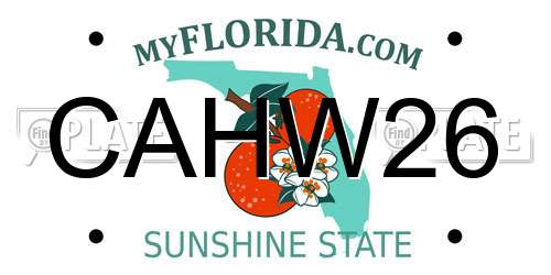 CAHW26 Florida License Plate