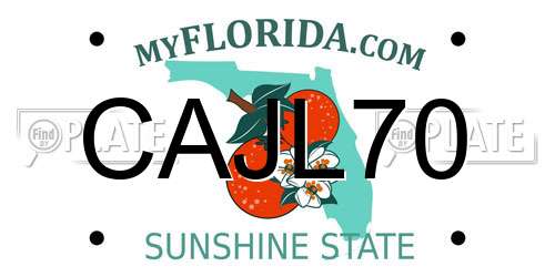 CAJL70 Florida License Plate