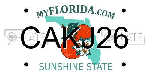 CAKJ26 Florida License Plate