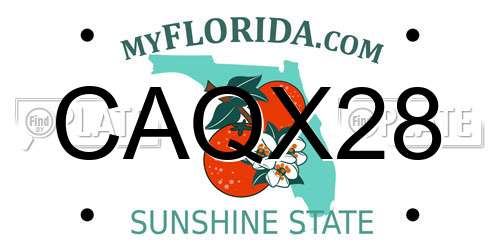 CAQX28 Florida License Plate