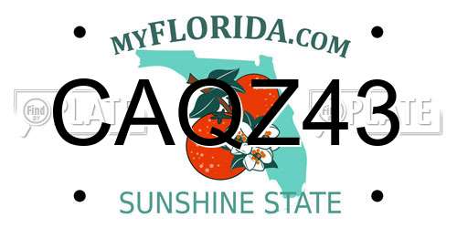 CAQZ43 Florida License Plate