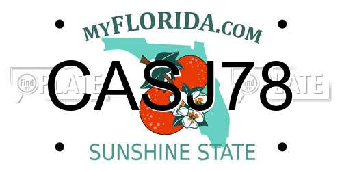 CASJ78 Florida License Plate