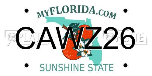 CAWZ26 Florida License Plate