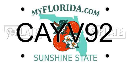 CAYV92 Florida License Plate