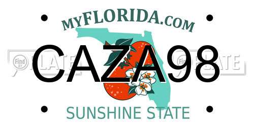 CAZA98 Florida License Plate