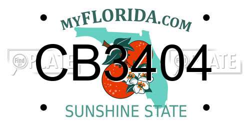 CB3404 Florida License Plate