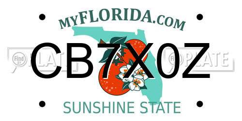 CB7X0Z Florida License Plate