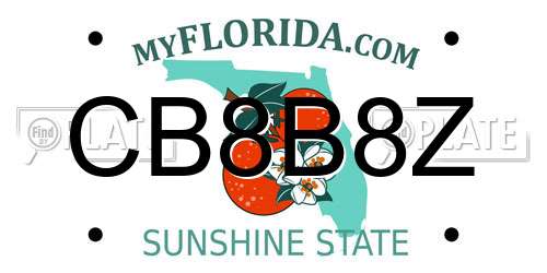 CB8B8Z Florida License Plate